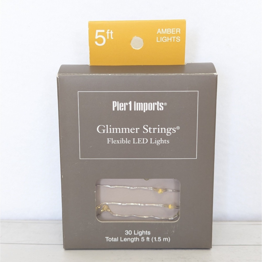 Pier 1 Imports Glimmer Strings Flexible LED Lights AMBER 5 Ft Battery Operated